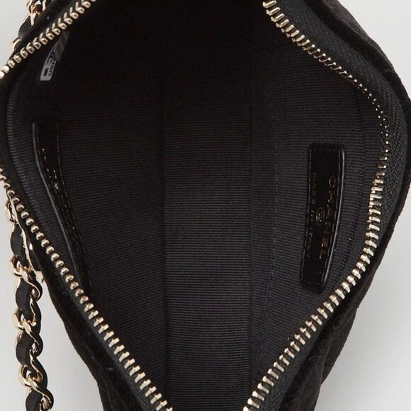 Chanel Black Quilted Velvet Crystal Chain Hobo Bag - Picture 9 of 11